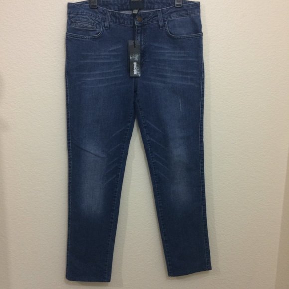 Just Cavalli Mens Slim Fit Medium Wash Jeans Logo - Picture 3 of 11
